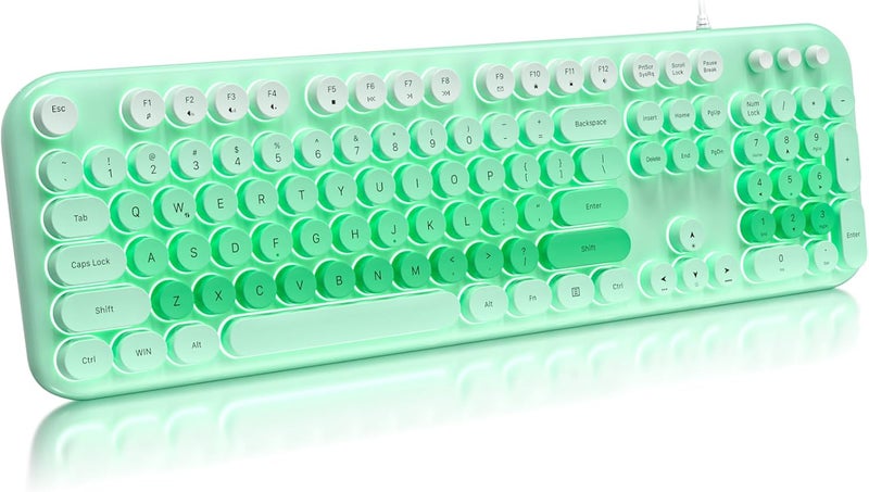 Atelus Wired Backlit Keyboard, Full Size USB Keyboard with Colorful Retro Keycaps, Numeric Keypad and Media Hotkey for Computer Desktop PC Laptop and Windows 7 8 10 11 - Image 1
